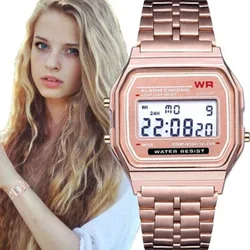 Electronic Watches Rose Gold Silver Watches Woman Men Watch Digital Display Retro Style Clock Men's Digital Wristwatches