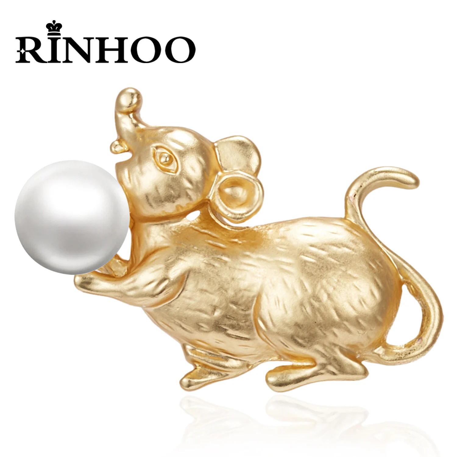 Rinhoo Cute Imitation Pearl Animal Brooch Chinese Zodiac Rat Mouse Tiger Snake Horse Monkey Pig Badge Bag Shirt Lapel Pin Buckle