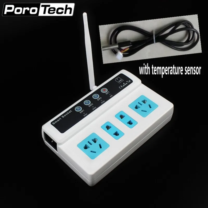 5pcs/lot SC3-GSM with temperature sensor GSM SIM Card Phone/Call/SMS Remote Control Wireless Smart Socket power Switch 4 Outlets