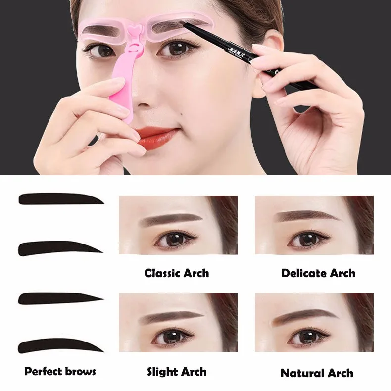 4 pz/set Facile Da usare Riutilizzabile Sopracciglio Che Modella la Definizione di Stencil Eye Brow Guida Template Sopracciglio Disegno Attrezzo di Trucco Accessori