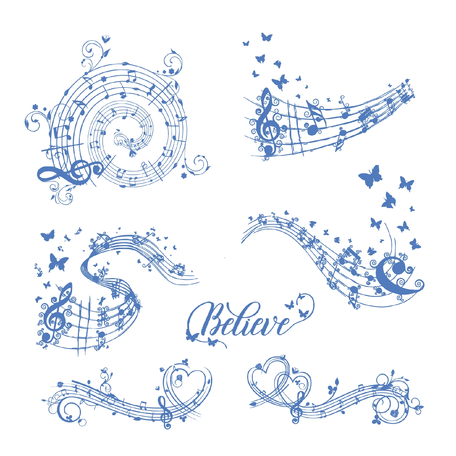 AZSG Music Score|Butterfly Note Clear Stamps/Seals For DIY Scrapbooking/Card Making/Album Decorative Silicone Stamp Crafts