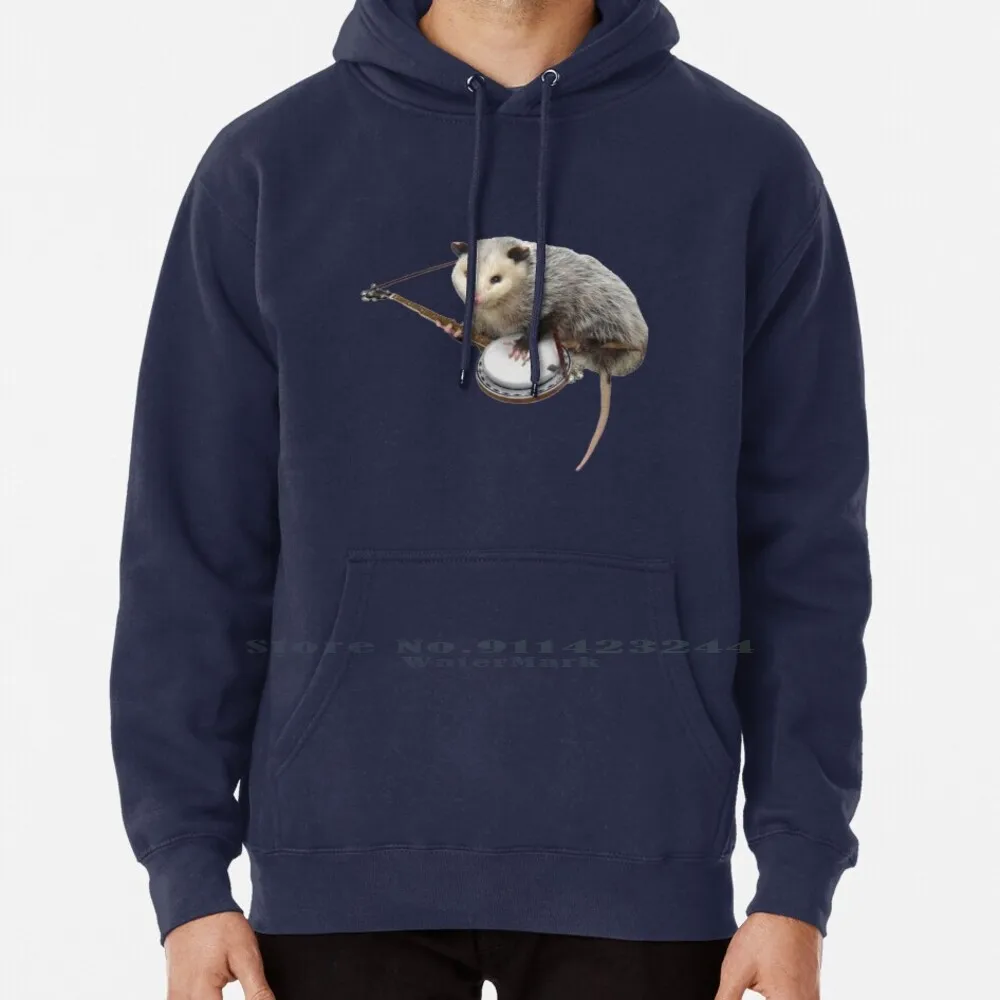 

Opossum Playing Banjo Hoodie Sweater 6xl Cotton Minimalist Music Popular Weird Small Animal Rodent Cool Possum Nice Pretty