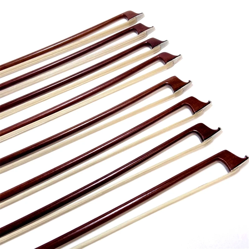 10pcs Advanced High Quality brazilwood student 4/4,3/4,1/2,1/4,1/8 violin bow Fiddle Bow,ebony frog,white horesehair horsetail