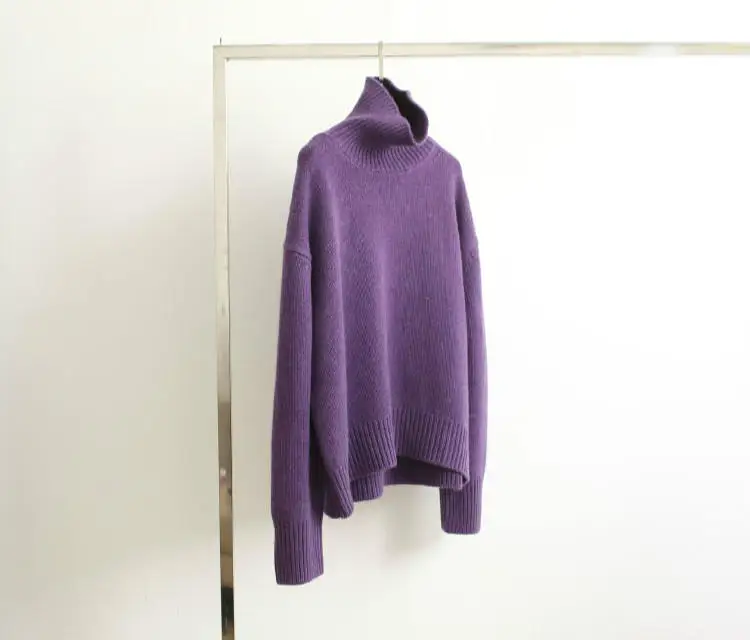 2022 Winter New Female Turtleneck Cashmere And Wool Sweater Women Loose Size Korean Tops Solid Color Thick Pullover Fashion