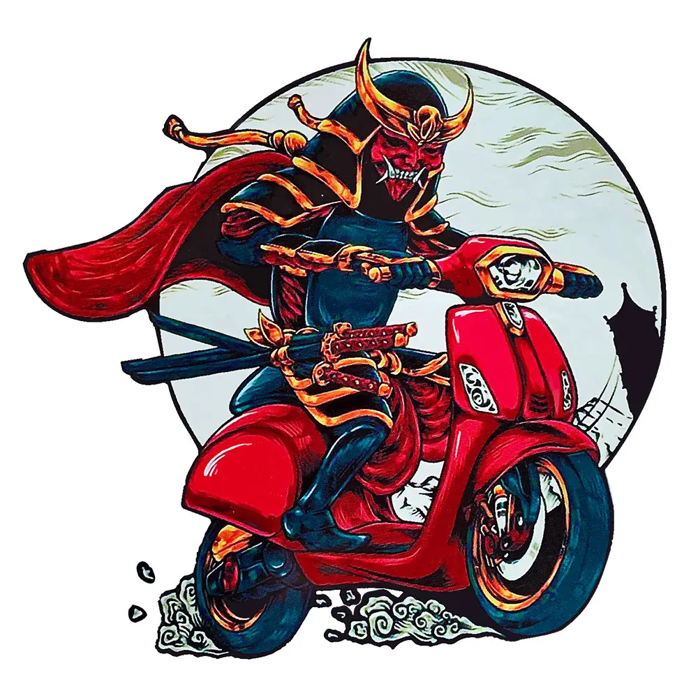 Japanese Ghost Knight Red-Bull Reflective helmet motorcycle moto bike Reflective Sticker Decal Waterproof Whole SET