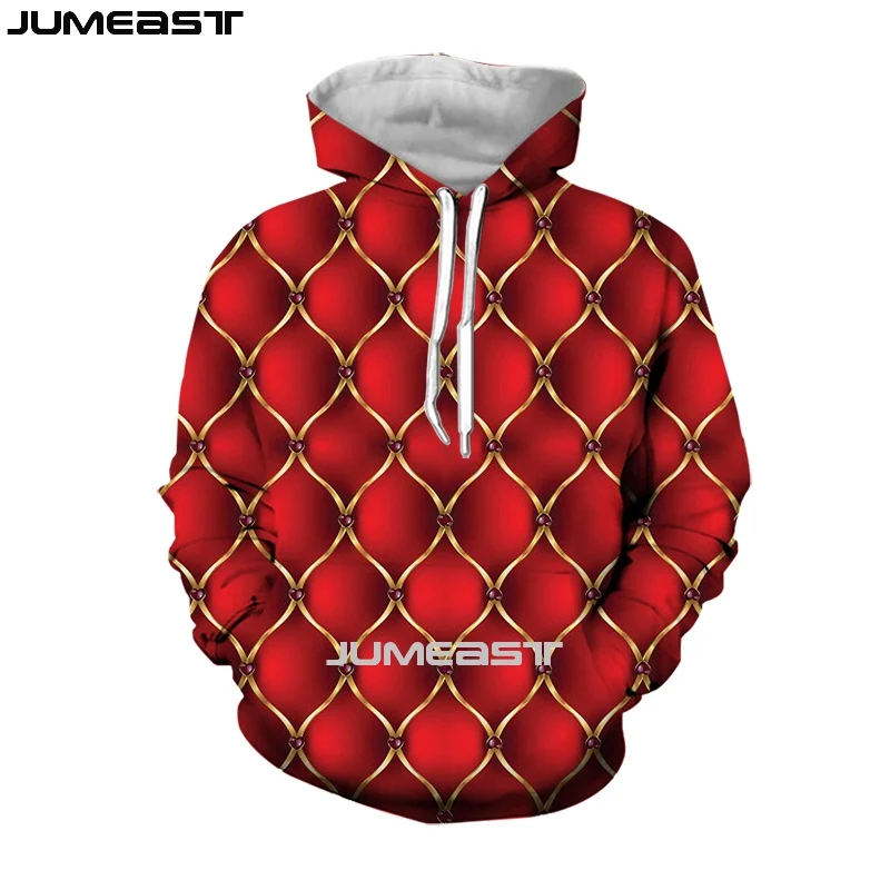 Jumeast Men Women 3D Sweatshirt Harajuku Red Pattern Oversized Coat Harajuku Casual Pullover Fashion Funny Spring Autumn Hoodies