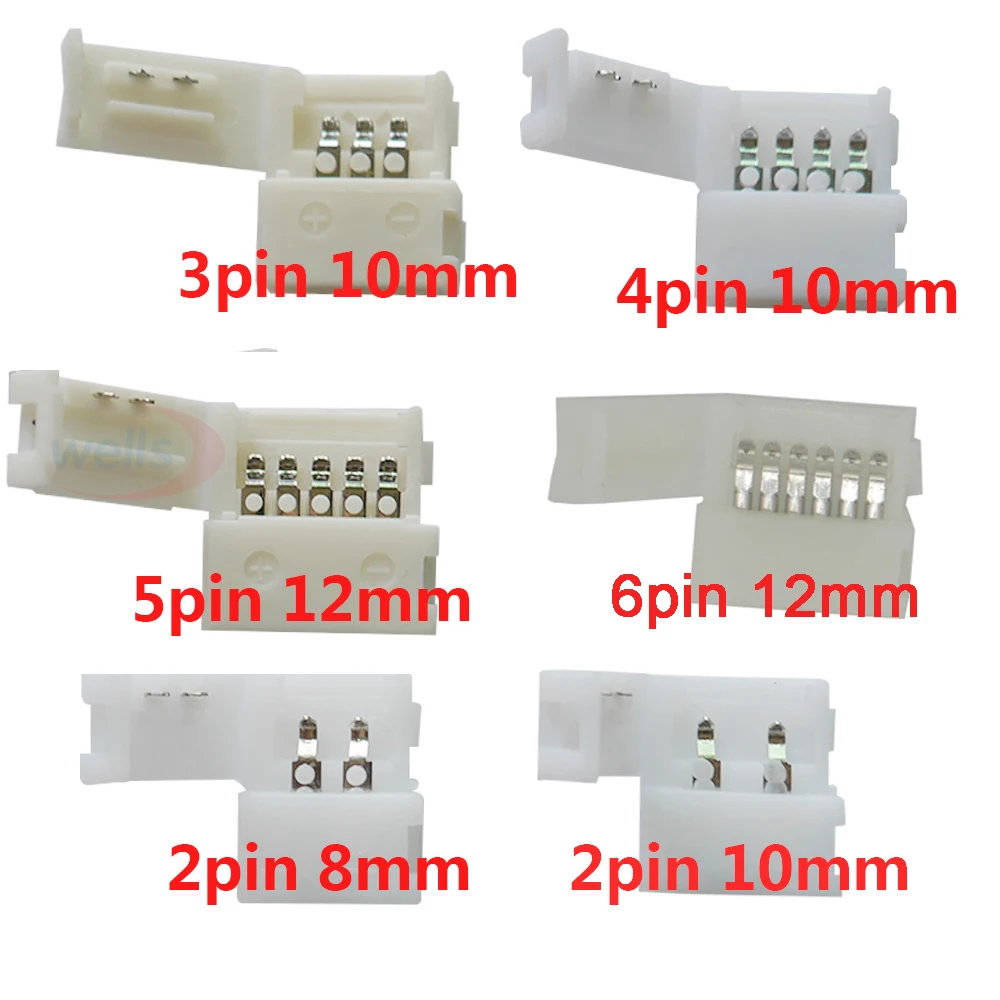 5set L Shape 2pin 3pin 4pin 5pin 6pin For connecting corner right angle LED strip 5mm/8mm/10mm/12mm PCB Lights Tape Connector