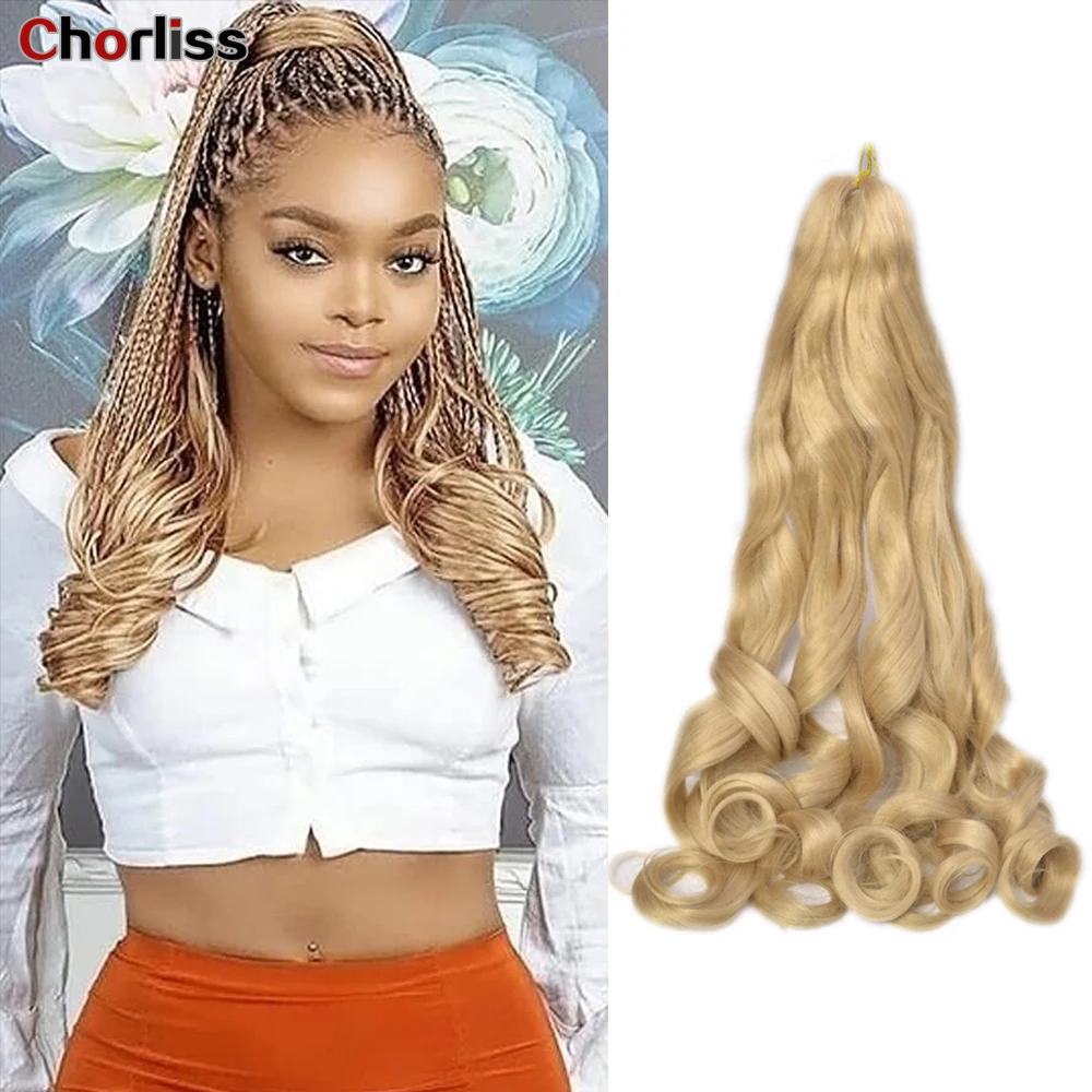 

24Inch Spiral Curls Synthetic YaKi Hair Bundles Loose Wave Braiding Hair Crochet Braids Blonde Freetress Wavy HairExtension