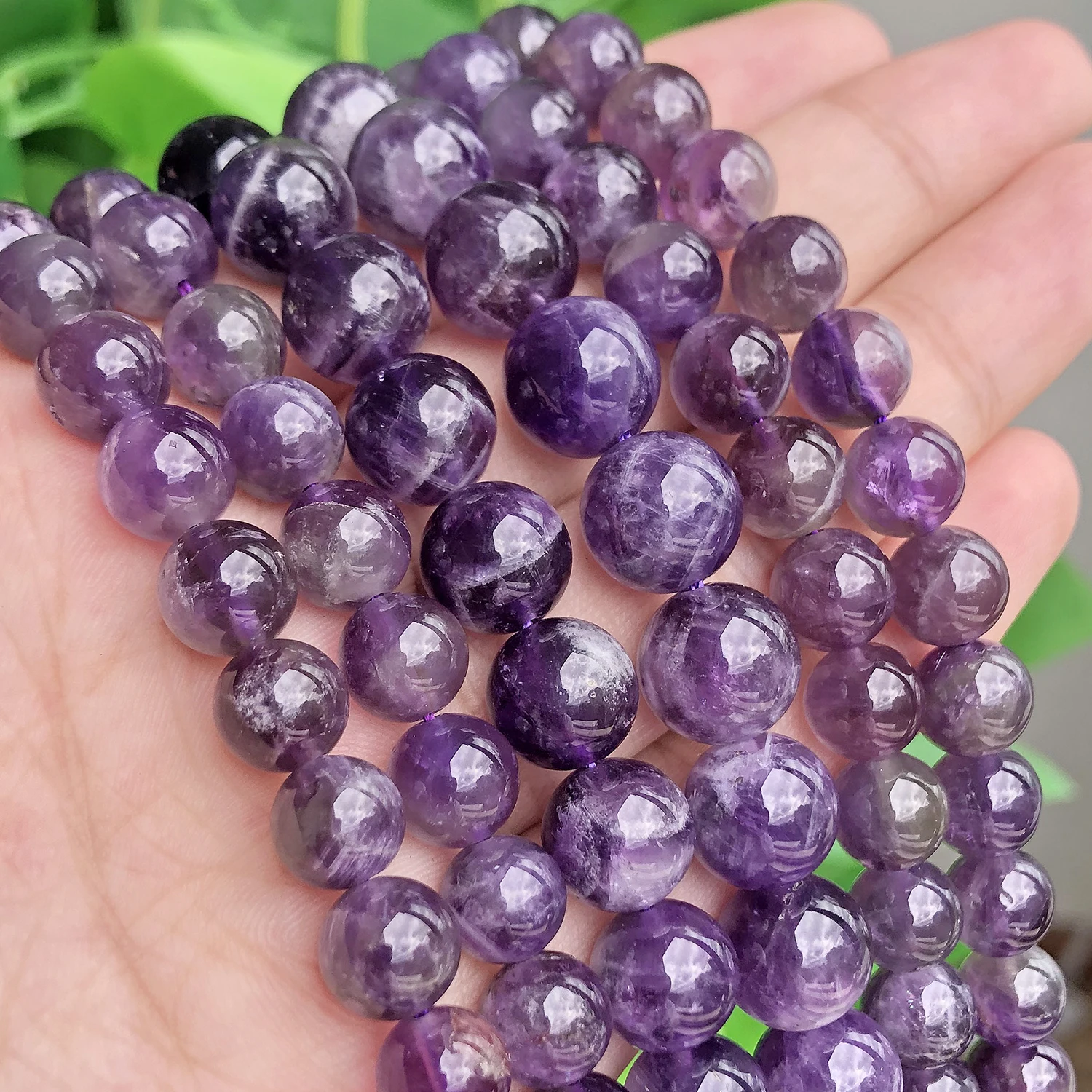 Natural Flower Purple Amethyst Round Stone Beads Loose Spacer Beads For Jewelry Making 4/6/8/10/12mm DIY Bracelet 15 inches