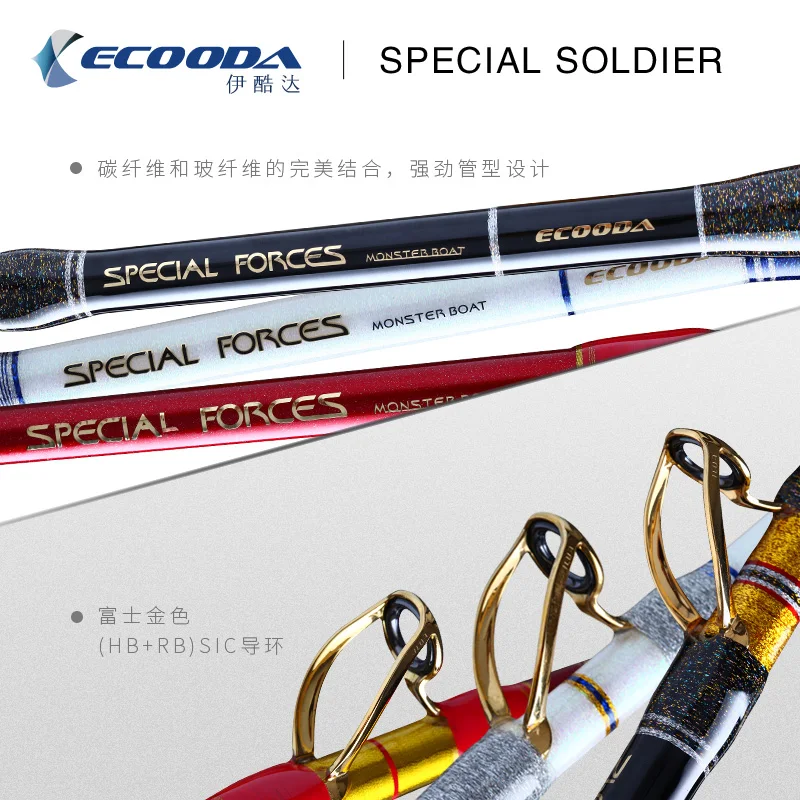 NEW ECOODA Heavy duty boat fishing rod ESFB 2.1 2.4m 200-800# Electric boat rod Deep sea rod FUJI SIC GOLD GUIDES