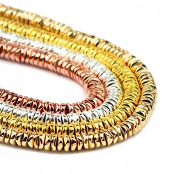Natural Stone Gold Color Waves Hematite 6mm Flat Round Spacer Loose Beeads For Jewelry Making DIY Bracelet Findings