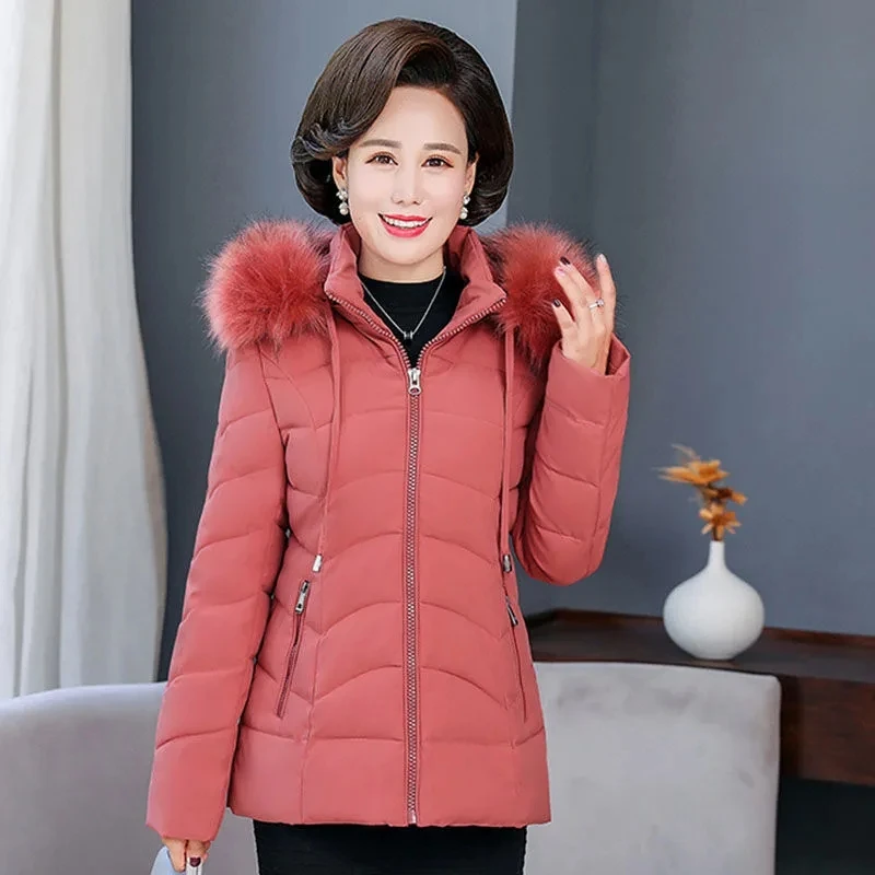 Middle-Aged Elderly Down Padded Jacket Mom's Autumn Winter Parkas Outerwear Short Women's Small Padded Jackets 2027 New  Coat