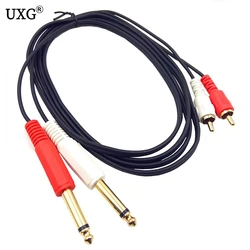Double 6.5 6.3 6.35 to 2 RCA cable lines to the audio signal amplifier Signal line for Microphone,amplifier,mixer,speakers,soun