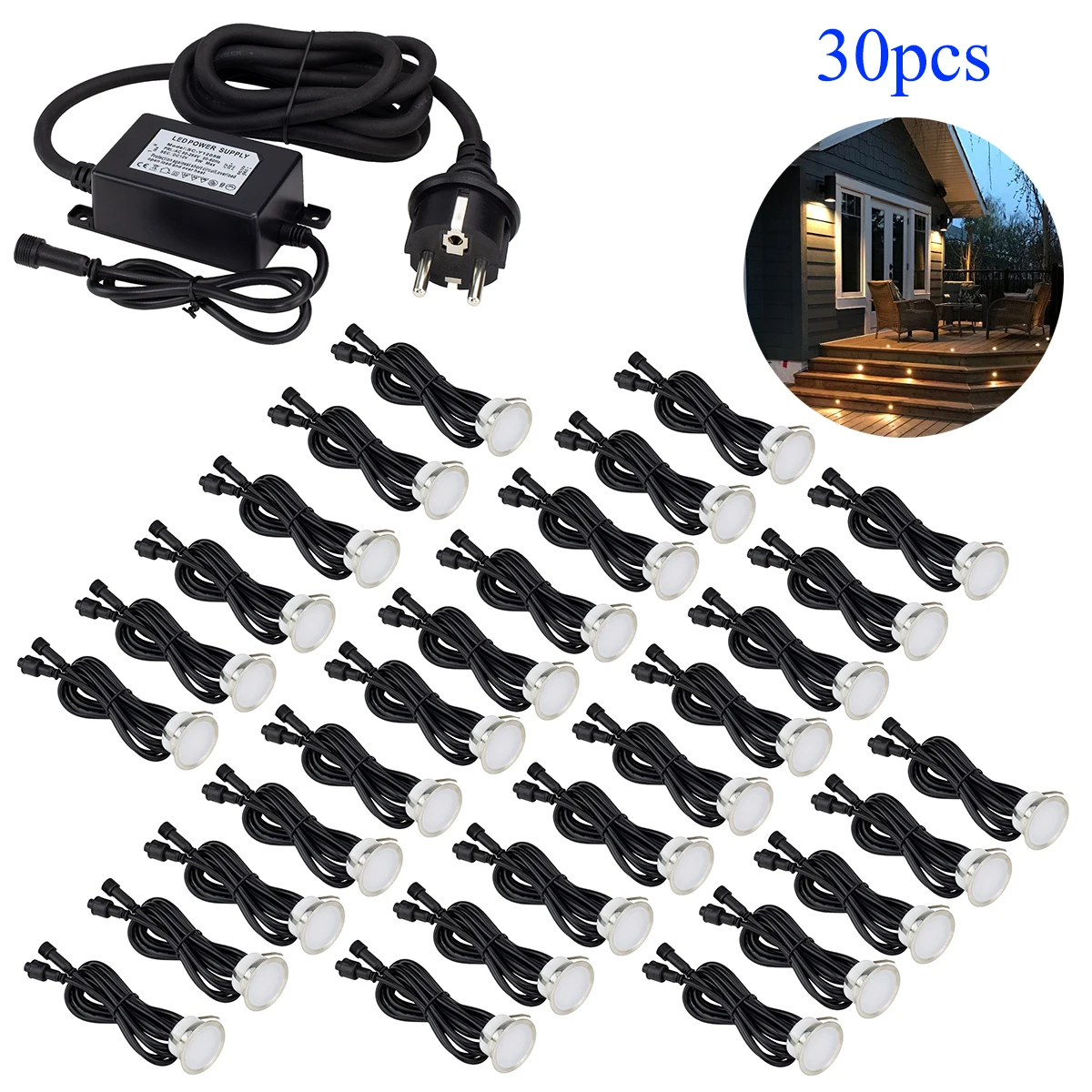 Christmas 30pcs/Lots Led Deck Step Lighting DC12V IP67 Waterproof Outdoor Lamps for Garden Yard Patio Pathway Driveway Square