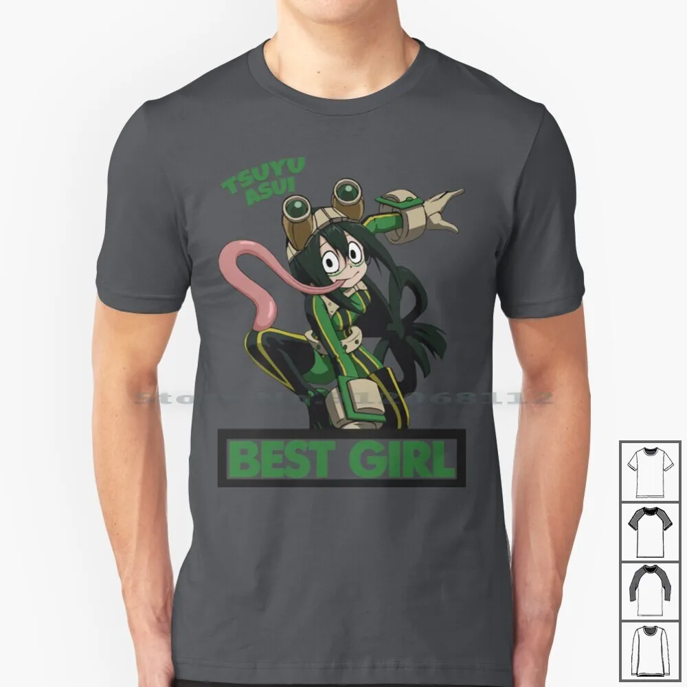 Tsuyu Asui ( Froppy )-Best Girl 100% Cotton T Shirt Mha Froppy Tsuyu Asui Bnha Frog Quirk Deku Ribbit Rainy Day Tongue Best