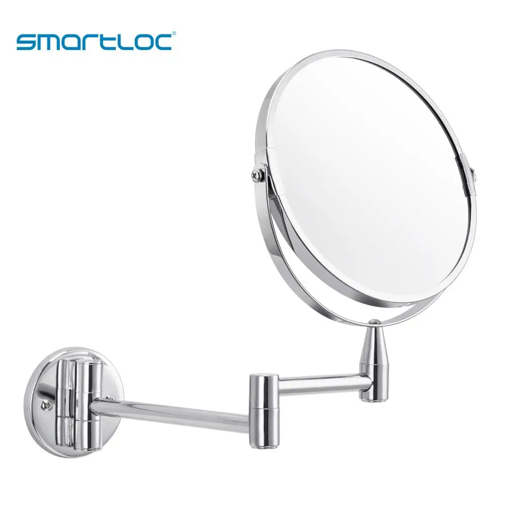 smartloc 17cm 1X/5X Magnifying Bathroom Mirror Wall Mounted Makeup Mirror Bath Double Adjustable Round Cosmetic Beauty Mirror