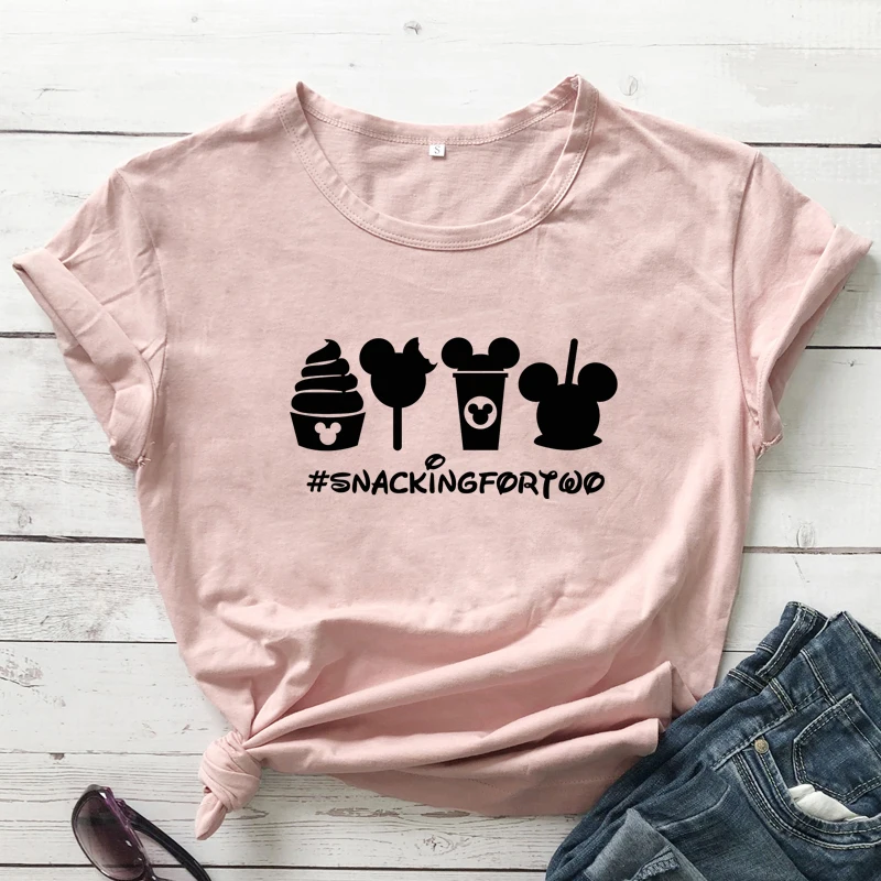 Snacking For Two T-shirt Funny Pregnancy Reveal Gift Tshirt For New Mom Cute Women Graphic Pregnant Announcement Tee Shirt Top