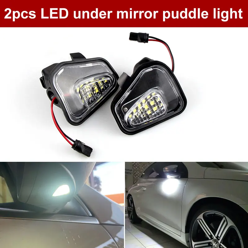 2PCS Für VW Passat B7 CC Scirocco Jetta MK6 EOS Käfer R LED Seite Rückspiegel Boden Boden Lampe Pfütze willkommen Licht