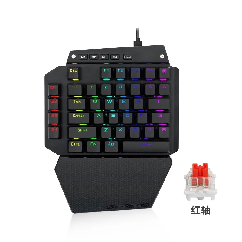 

K700 one-hand mechanical game keyboard RGB LED backlit red switch full key Macro programming 44 key LOL/Wow/DOta2 / PUBG/CF