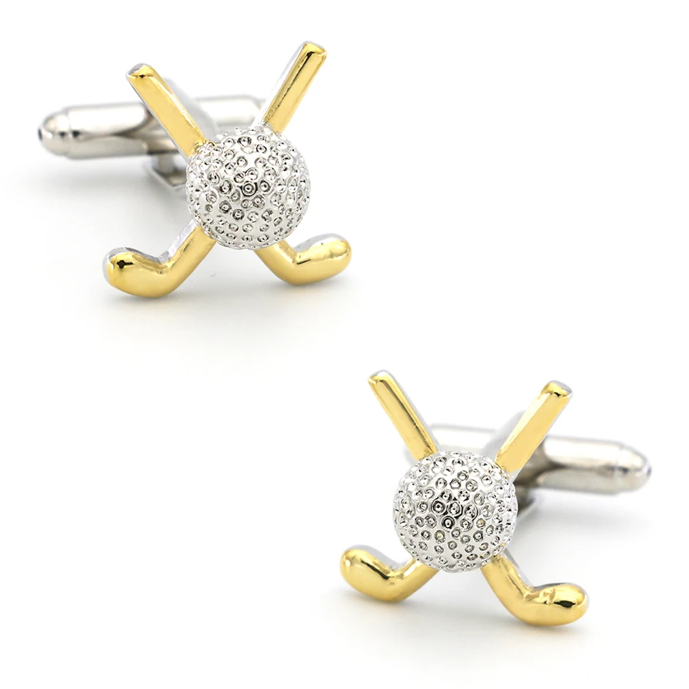 

Спортивный Дизайн Golf игровые запонки для мужчин, качественный медный материал, золотистые запонки оптом и в розницу