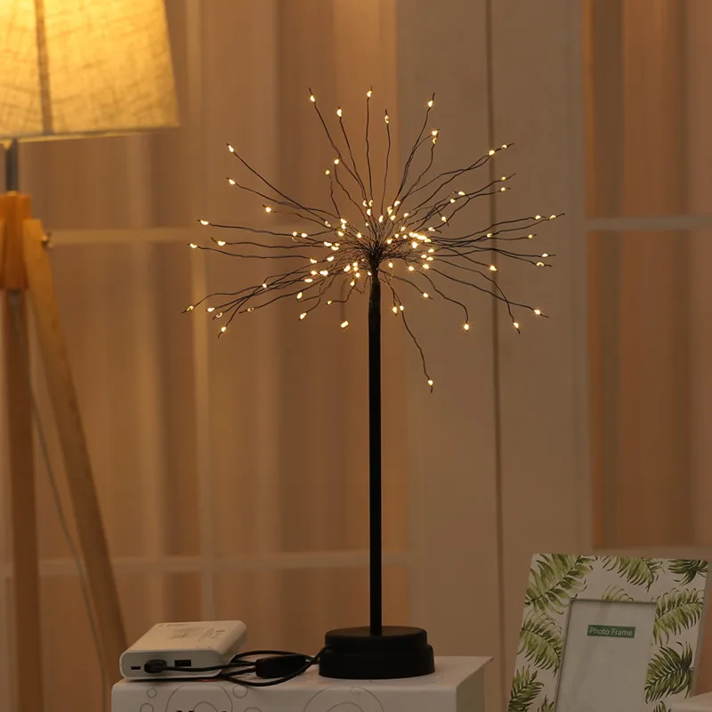 Gypsophila Copper Wire Lamp USB/Battery Power Fireworks Lamp Flash String Garden Lawn Landscape Holiday Light for bedroom