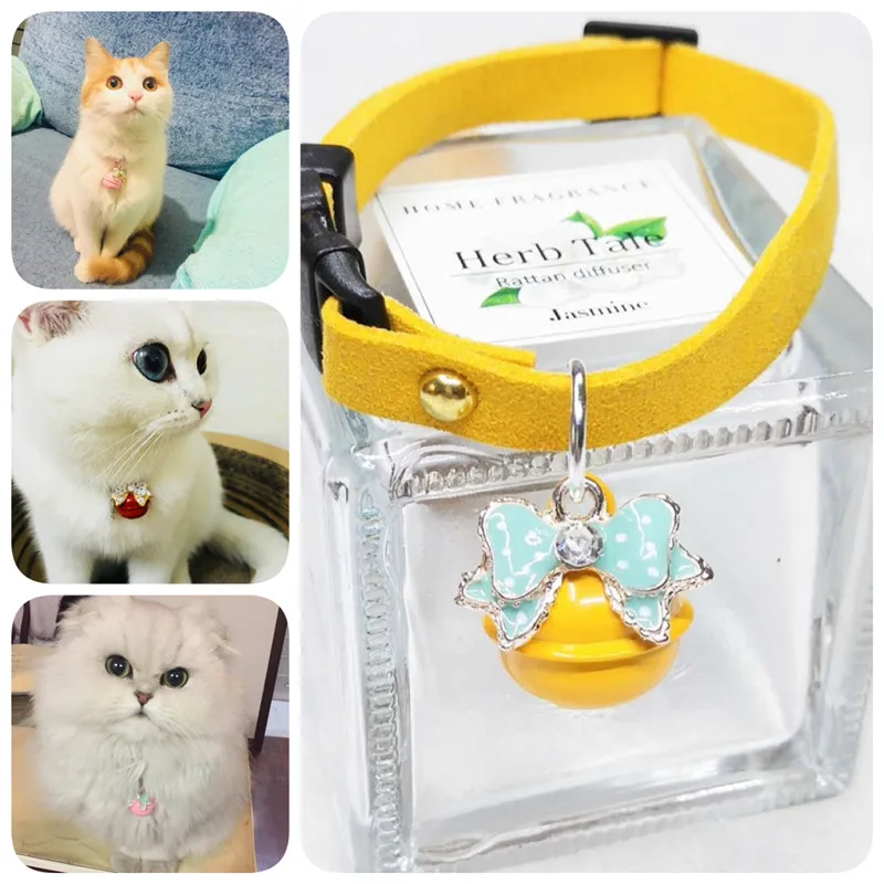 Cute Cat Collar With Matching Bells Solid Color Pet Collars 6 Colors Currently Available