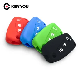 KEYYOU For FIAT Panda Stilo Punto Ducato Doblo Minibus Grande Bravo 500 Key Fob Silicone Rubber Car Key Cover Case 3 Buttons