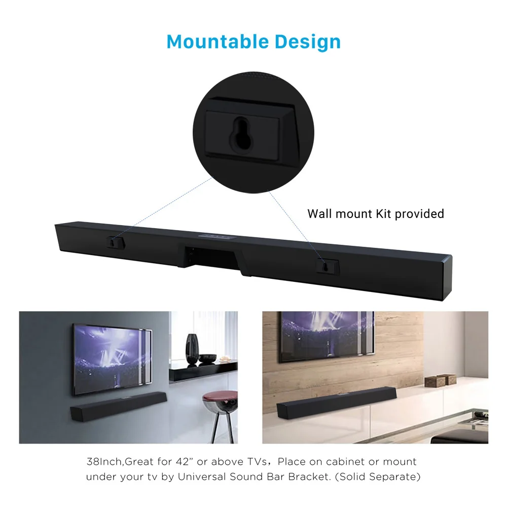 140W Sound Bar With Wireless Subwoofer Home Theater Sound System Soundbar TV Bluetooth Speaker Support Optical AUX Coaxial