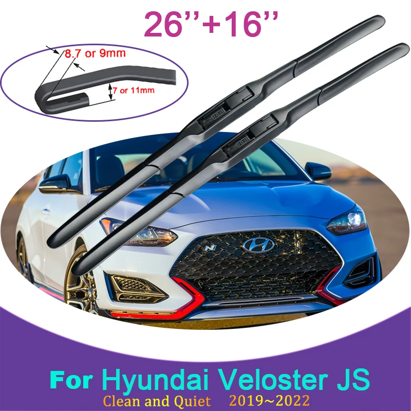 

for Hyundai Veloster JS 2019 2020 2021 ~ 2022 Two Rubber Wiper Snow Scraping Front Windshield Brushes Car Accessories Stickers