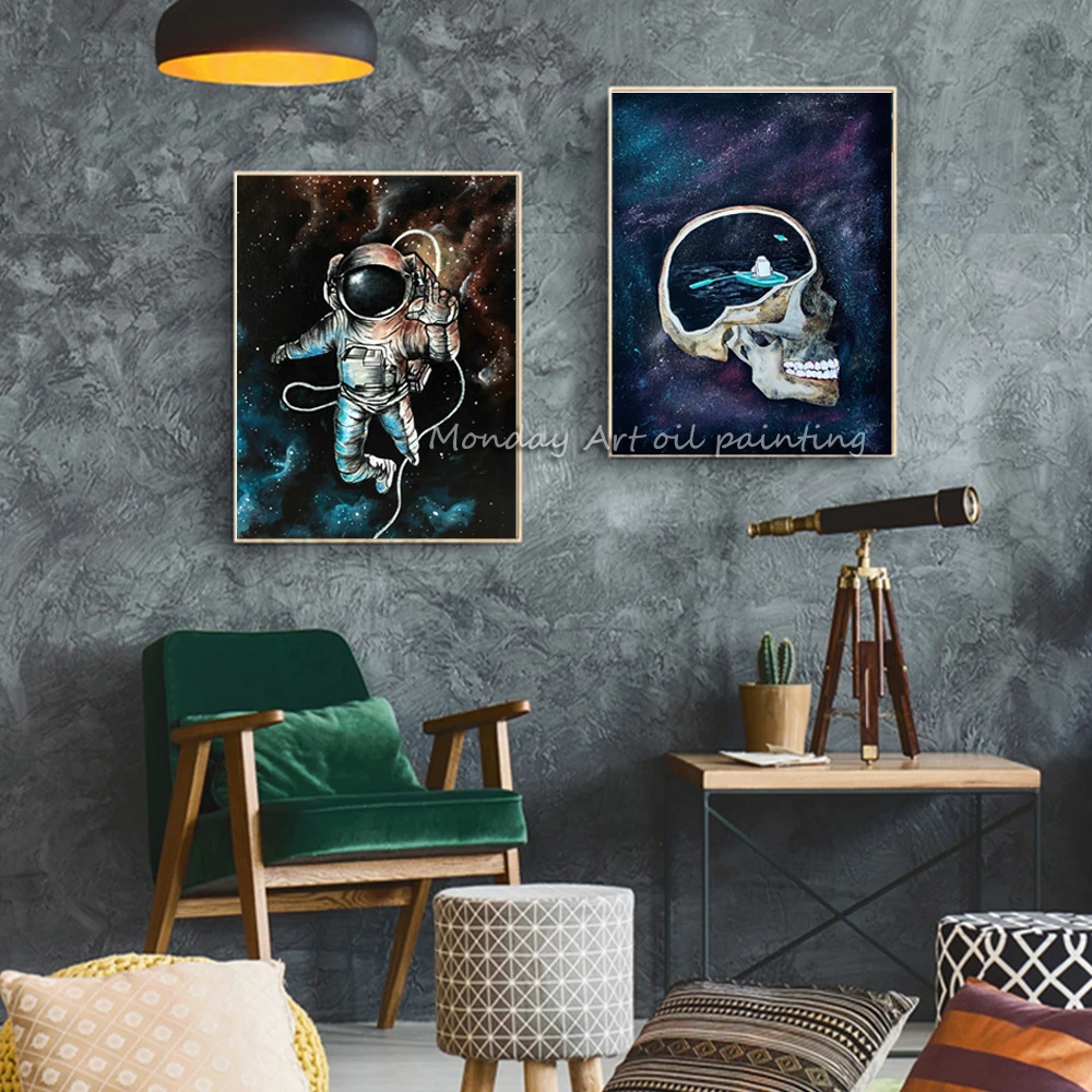 

Wall Pictures for Living Room wall art painting hand painted Astronaut Space Dreaming Stars Limit Oil Painting Canvas painting