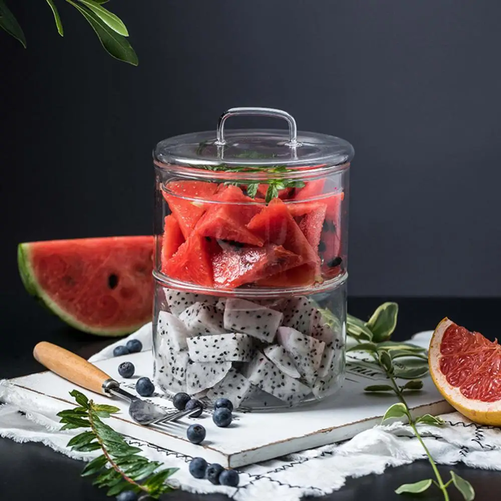 1PC 430ml Transparent Storage Bowl Fruit Dry Food Salad Dessert Container Glass Can dinnerware cuencos tableware