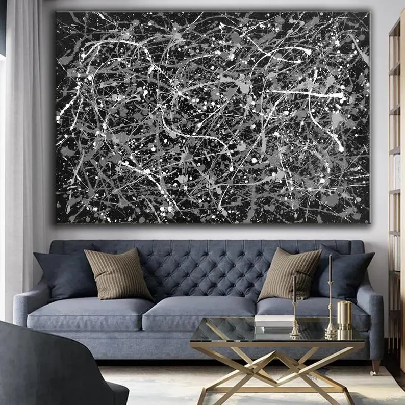 

Jackson Pollock Inspired Painting Black Jackson Pollock Artwork Black Pollock Style Painting Pollock Inspired Painting