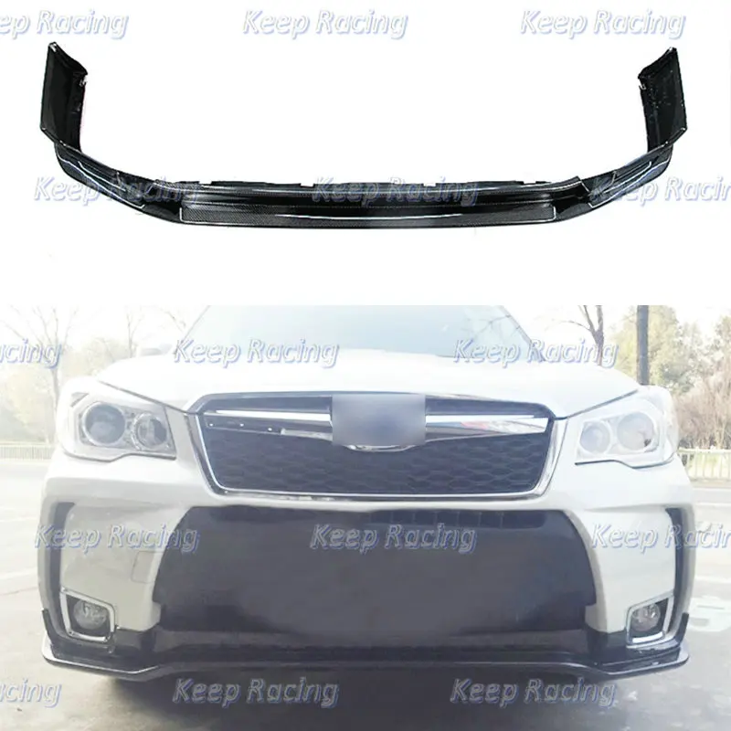 Car-styling Carbon Fiber Front Lip SJ STI Style Fit For Subaru Forester Glossy Finish Bumper Splitter Fibre Under Spoiler Part