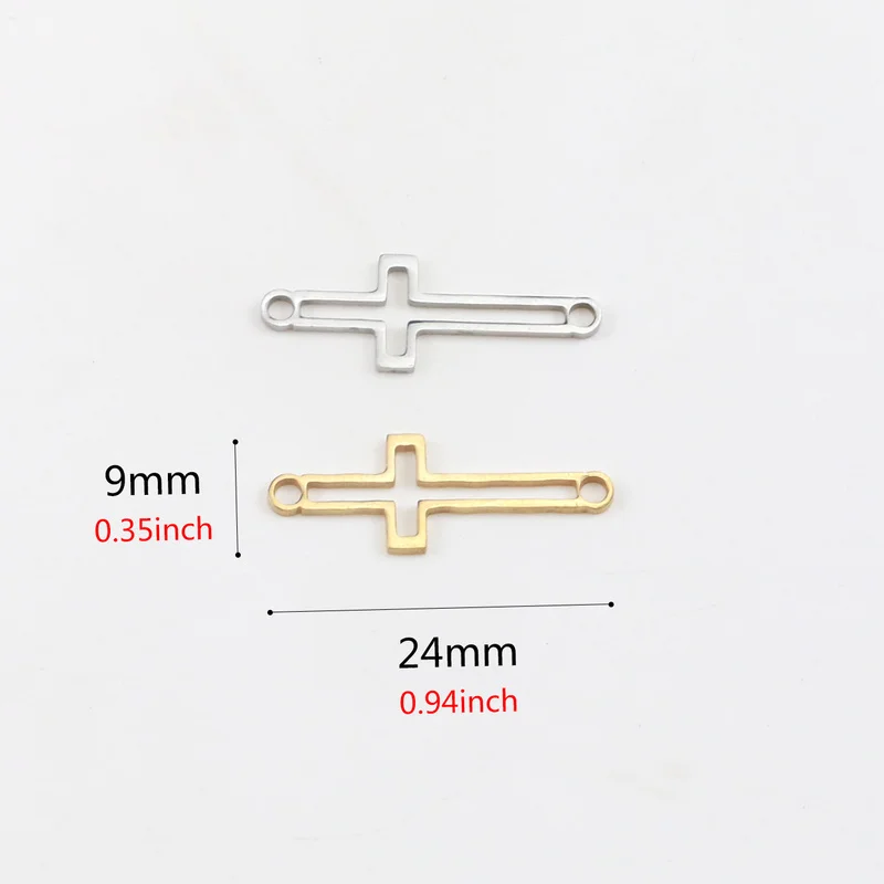 Aiovlo 5pcs/lot Stainless Steel Hollow Cross Bracelet Connectors Bracelet Charms Pendant DIY Earring Jewelry Making Accessories
