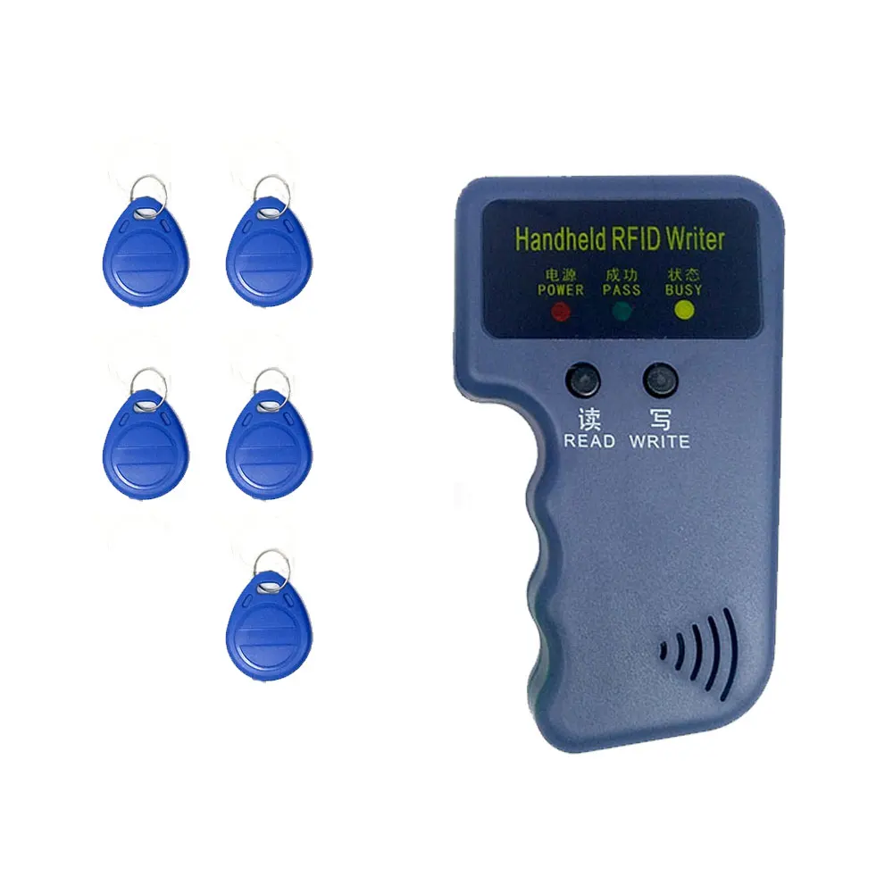 Handheld 125KHz EM4100 TK4100 RFID Copier Writer Duplicator Programmer Reader + EM4305 T5577 Rewritable ID Keyfobs Tags