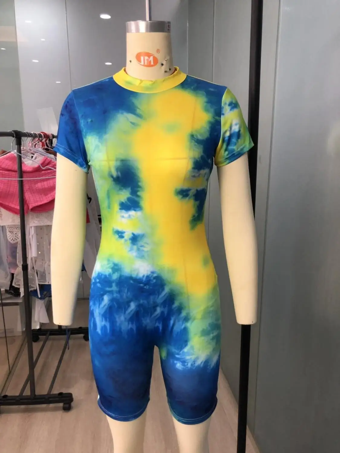 BKLD – combinaison courte sans manches pour femmes, avec imprimé Tie and Dye, moulante, Club, Slim, pantalon court, 2020