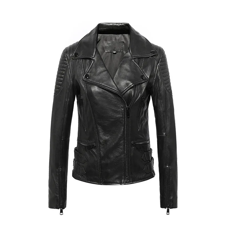 

Genuine Jacket Women New Jaqueta Couro Feminina Motorcycle Womens Real Leather Jackets And Coats WXF021