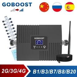 GOBOOST 2G 3G 4G Signal Booster 800/900/1800/2100/2600MHz Cellular Amplifier Band 1 3 7 8 20 Cellphone Reperter Antenna Kit