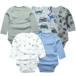 Body de printemps et d'automne pour bébé, 3/4/5 pièces, vêtements à manches longues pour bébé garçon et fille, 100% coton, Body pour nouveau-né, combinaison pour bébé de 0 à 24 mois