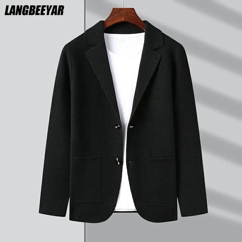 Top Grade New Autum Winter Brand Fashion Slim Fit Knit Blazer Mens Top Cardigan Sweater Casual Coats Jacket Mens Clothes 2023