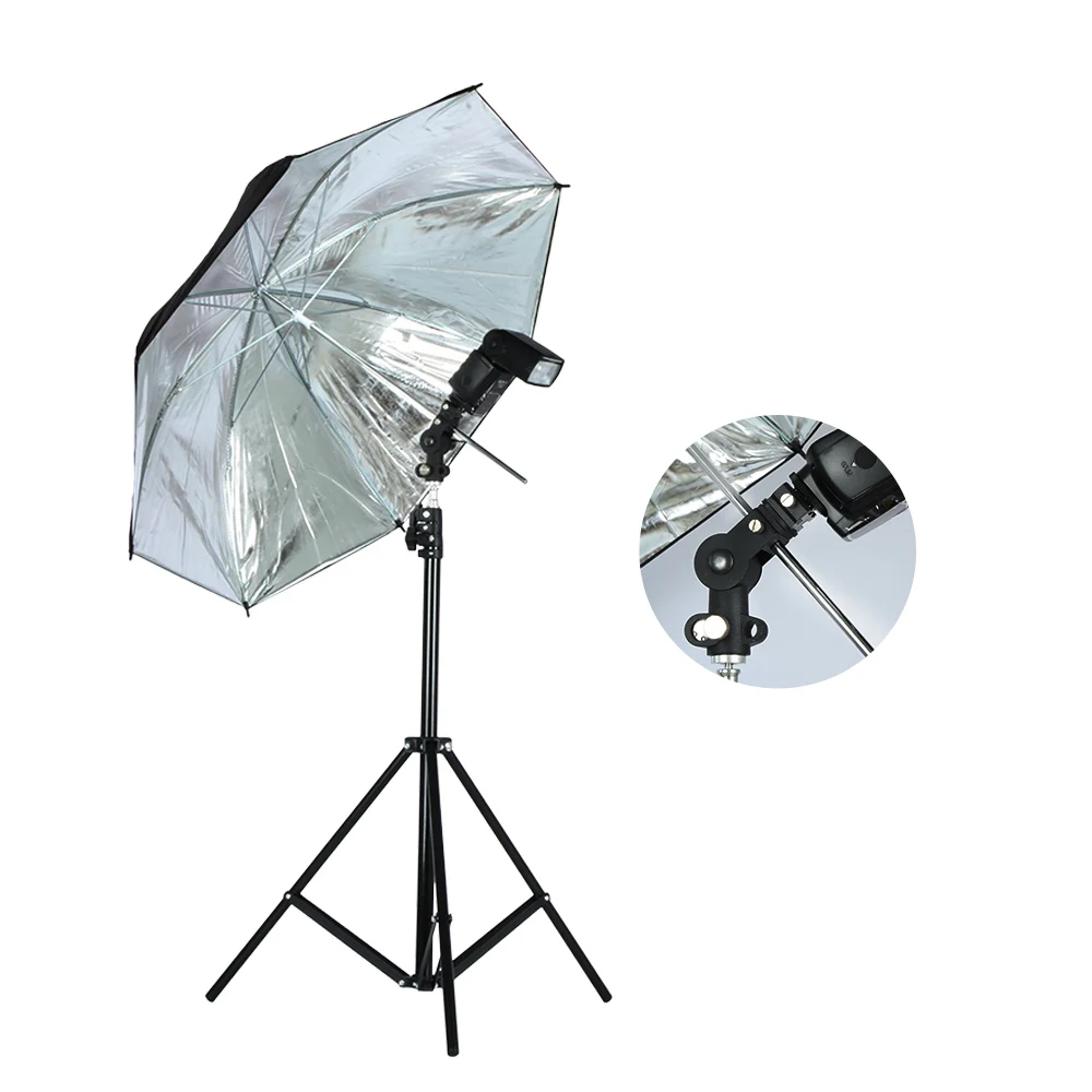 Viltrox Photo Studio Lighting Kit 1.9M Tripod Light Stand +  Flash Bracket Holder + 33'' Soft Black silver reflective umbrella