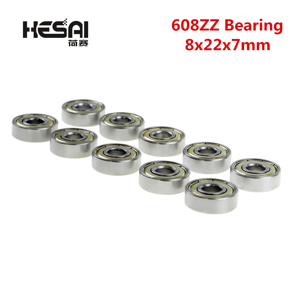 

10PCS Double Shielded Miniature High-Carbon Steel Single Row 608ZZ ABEC-5 Deep Groove Ball Bearing 8*22*7 8x22x7 mm