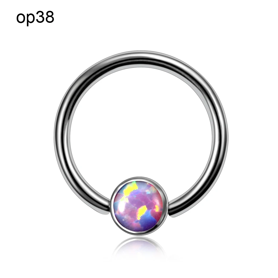 1PC Titanium Opal38 CBR Ear Tragus Helix Cartilage Piercings Opal Nose Screw Rings Septum Clicker Daith Earring Labret Jewelry