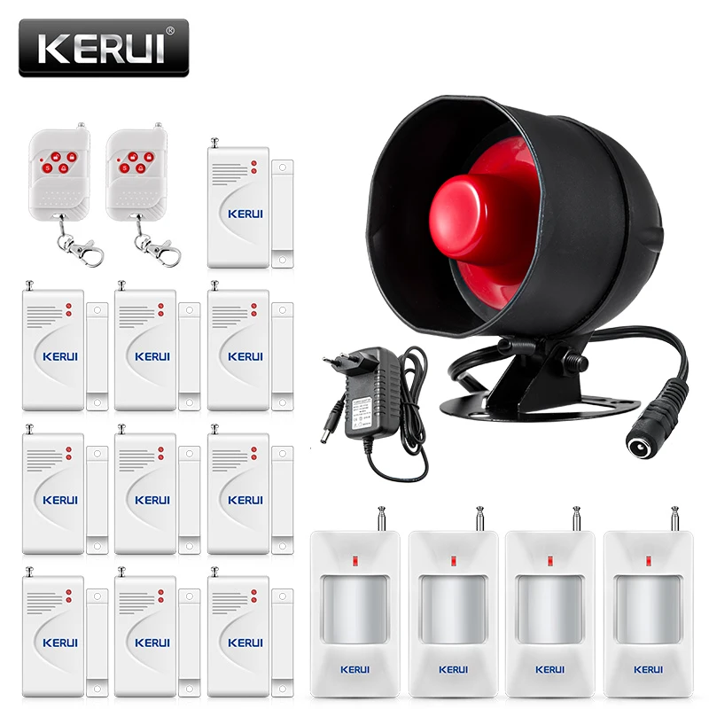 KERUI Standalone Security Alarm System Wireless Siren Motion Sensor Local Alarm Siren Horn With up to 100db Alarm Kit