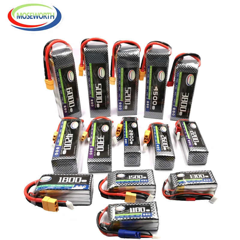 Аккумулятор LiPo 2S, 3S, 4S, 6S, 2200, 4200, 5200, 6000 мА · ч, 30C, 40C, 60C, 7,4 В, 11,1 В, 14,8 в, RC, для дрона, вертолета, самолета, автомобиля