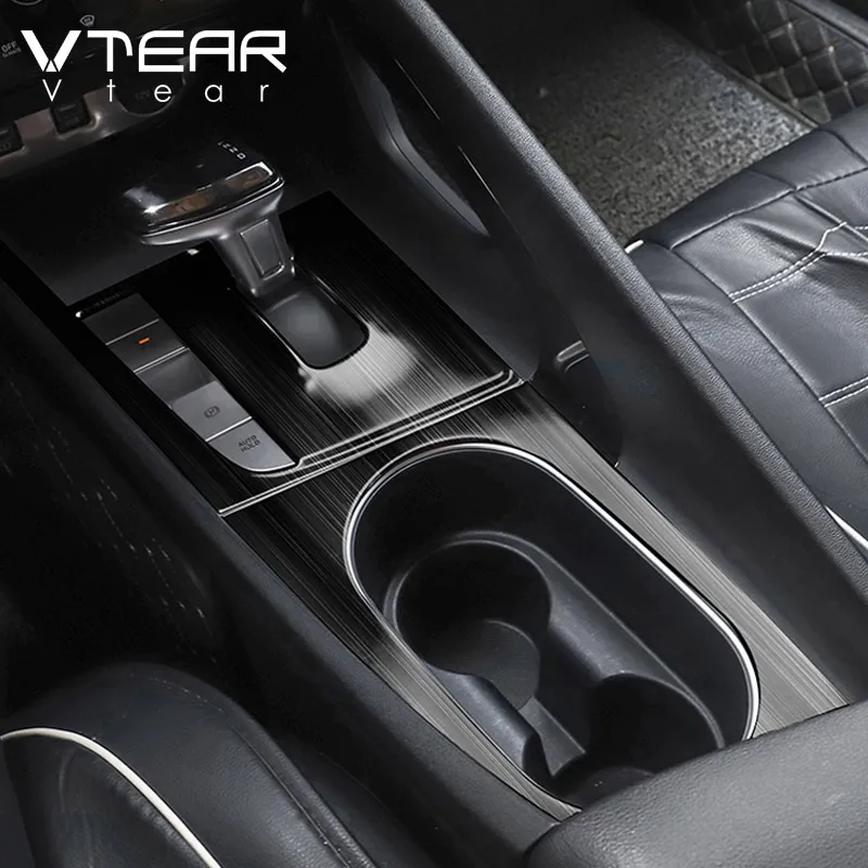 Vtear Car Central Control Cover Gear Shift Panel Cover Stainless Steel Cup Frame Accessories Interior  For Hyundai Elantra 2021