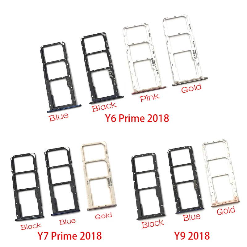 New SIM Tray For Huawei Y6 Y7 Prime Y9 2018 Micro Nano SIM Card Holder Tray Slot Holder Adapter Socket