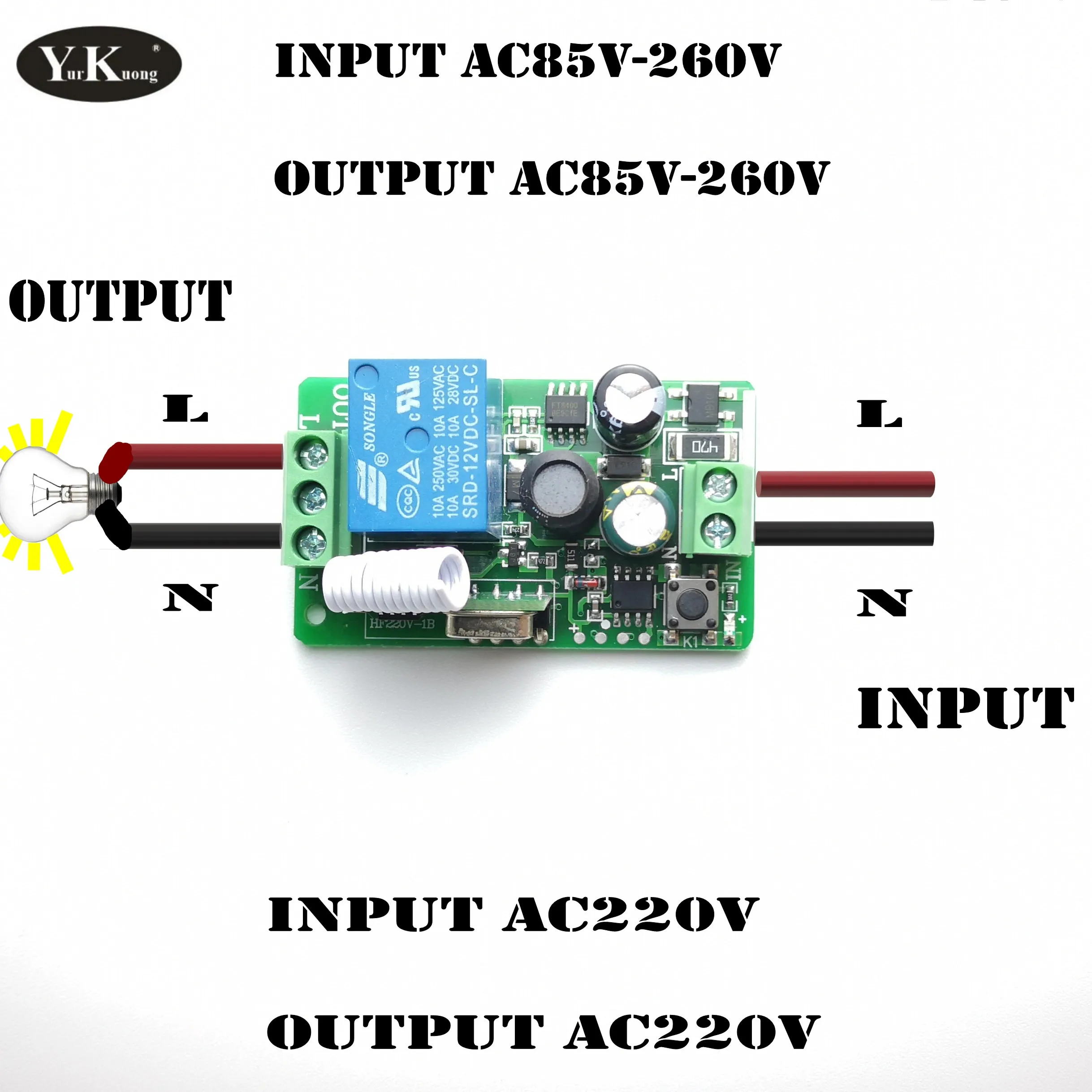 433MHz AC 110V 220V Lamp Smart Home Wireless RF Remote Control Switch Receiver ON/OFF Transmitter For Led Light Bulb 315 Wall TX