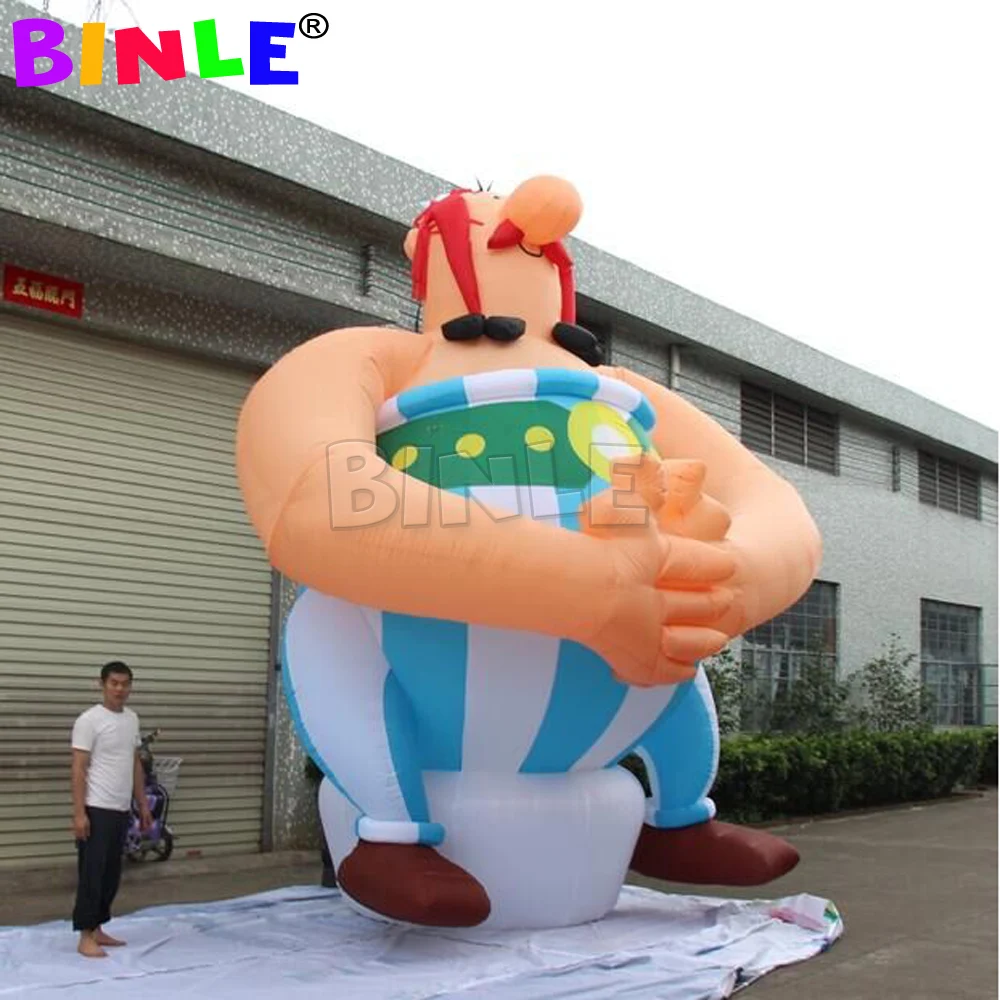 Giant Custom Figure Sitting Inflatable Asterix Obelix Cartoon With Big Nose For Decoration