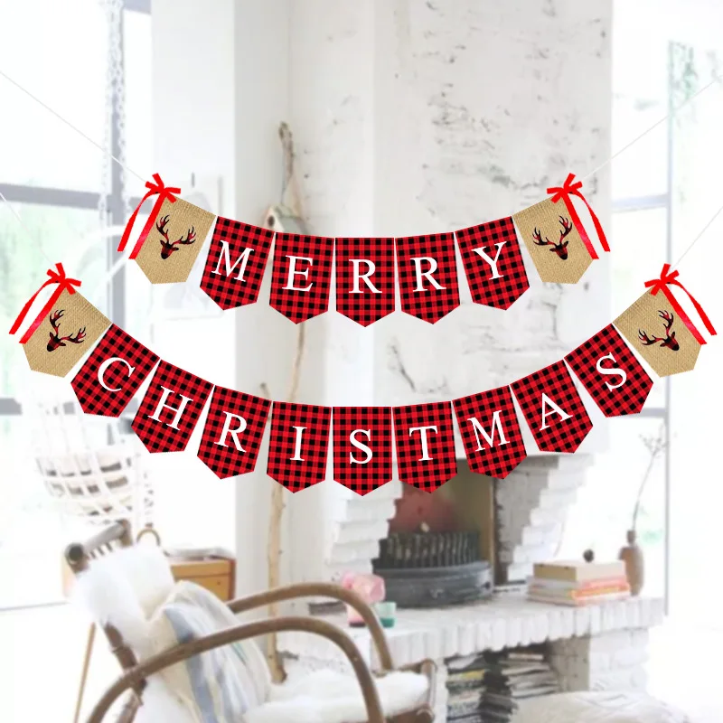 

10pcs/pack Creative Linen Flag MERRY CHRISTMAS Letter Live Decoration Banner